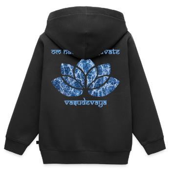 mantra om namo bhagavate vasudevaya e 206 - Sweat Premium à capuche zippé enfant bio - noir - Dos - AI Model Kid Male (0cm)