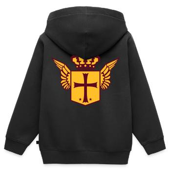 schild krone wappen kreuzritter kirche symbol kreu - Kinder Premium Organic Zip Hoodie - Schwarz - Hinten - AI Model Kid Male (0cm)