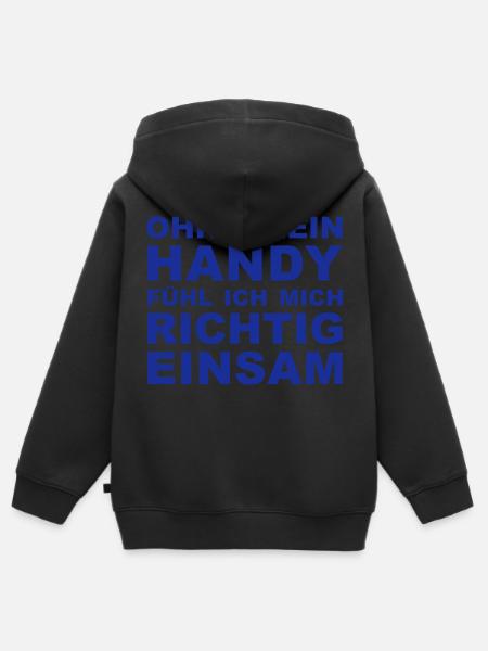 Einsam ohne Handy - Kinder Premium Organic Zip Hoodie - Schwarz