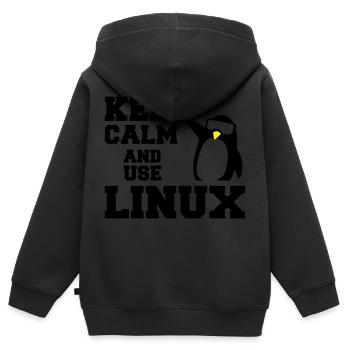 garder utilisation calme linux - Sweat Premium à capuche zippé enfant bio - noir - Dos - AI Model Kid Male (0cm)