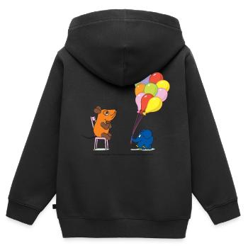 Maus und Elefant mit Ballons - Kinder Premium Organic Zip Hoodie - Schwarz - Hinten - AI Model Kid Male (0cm)