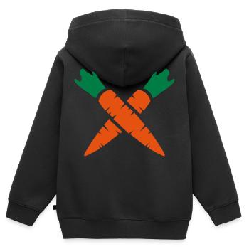 Möhre - Kinder Premium Organic Zip Hoodie - Schwarz - Hinten - AI Model Kid Male (0cm)