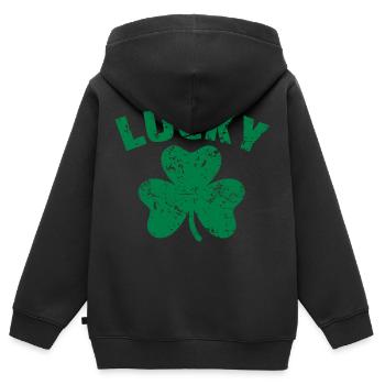 Lucky shamrock - Kinder Premium Organic Zip Hoodie - Schwarz - Hinten - AI Model Kid Male (0cm)
