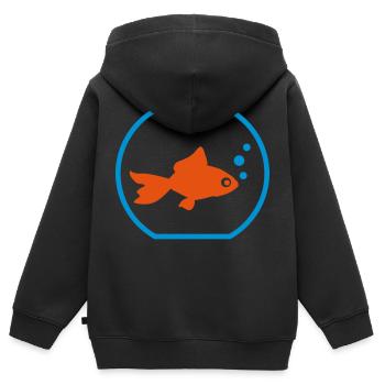 Goldfisch - Kinder Premium Organic Zip Hoodie - Schwarz - Hinten - AI Model Kid Male (0cm)