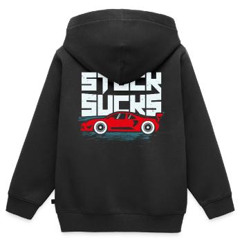 Stock Sucks Tuning Cars Voitures de course - Sweat Premium à capuche zippé enfant bio - noir - Dos - AI Model Kid Male (0cm)