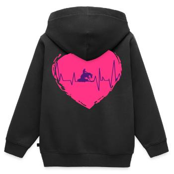 Curseur de battement de cœur Reining Heartbeat - Sweat Premium à capuche zippé enfant bio - noir - Dos - AI Model Kid Male (0cm)