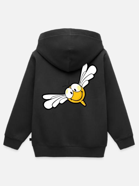 Smiley Dragon Fly - Kinder Premium Organic Zip Hoodie - Schwarz