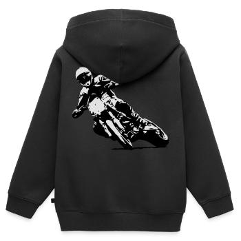 Supermoto - Kinder Premium Organic Zip Hoodie - Schwarz - Hinten - AI Model Kid Male (0cm)