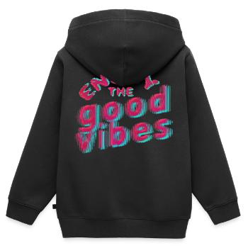 Good Vibes (Schriftzug) 01 - Kinder Premium Organic Zip Hoodie - Schwarz - Hinten - AI Model Kid Male (0cm)