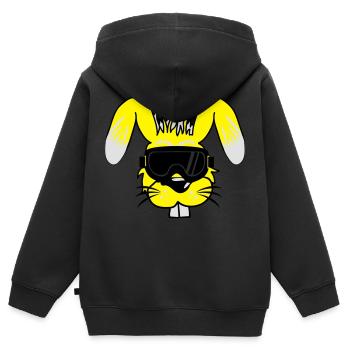 skihase - Kinder Premium Organic Zip Hoodie - Schwarz - Hinten - AI Model Kid Male (0cm)