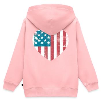 America Heart - Amerika Herz - United States USA - Sweat Premium à capuche zippé enfant bio - rose - Dos - AI Model Kid Female (0cm)