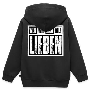 Frankfurt - Weil wir dich alle Lieben - Kinder Premium Organic Zip Hoodie - Schwarz - Hinten - AI Model Kid Male (0cm)