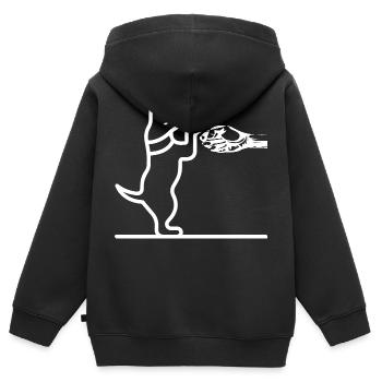 Chien chien - Sweat Premium à capuche zippé enfant bio - noir - Dos - AI Model Kid Male (0cm)