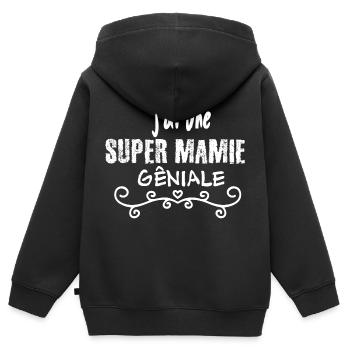 j ai une super Mamie Géniale - Sweat Premium à capuche zippé enfant bio - noir - Dos - AI Model Kid Male (0cm)
