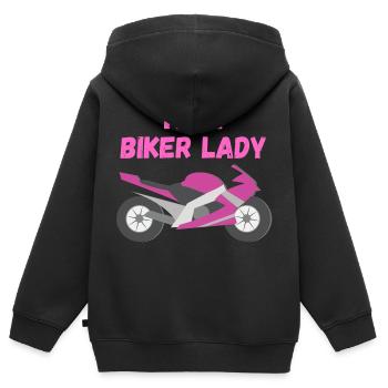 biker lady Bike Geschenk Geschenkidee Motorrad - Kinder Premium Organic Zip Hoodie - Schwarz - Hinten - AI Model Kid Male (0cm)