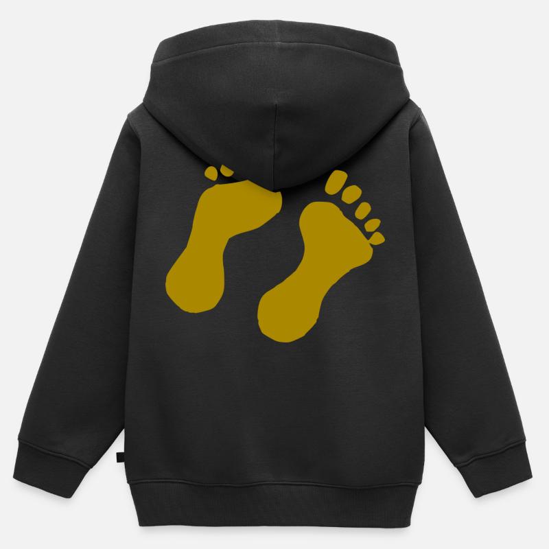 Impression pied - Sweat Premium à capuche zippé enfant bio - noir