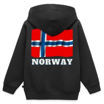 NORWAY - Kids Premium Organic Zip-up Hoodie - black - Back - AI Model Kid Male (0cm)