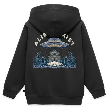 Alien Exist - Sweat Premium à capuche zippé enfant bio - noir - Dos - AI Model Kid Male (0cm)