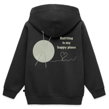 Stricken ist mein glücklicher Ort - Kinder Premium Organic Zip Hoodie - Schwarz - Hinten - AI Model Kid Male (0cm)