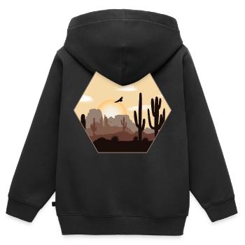 Wüstenlandschaft - Kinder Premium Organic Zip Hoodie - Schwarz - Hinten - AI Model Kid Male (0cm)