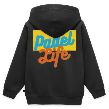 Padel Life - Kinder Premium Organic Zip Hoodie - Schwarz - Hinten - AI Model Kid Male (0cm)