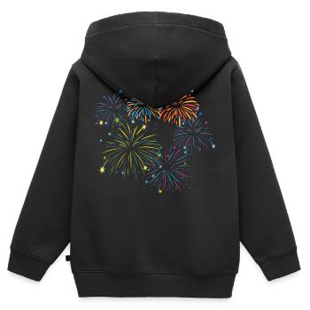 feux d’artifice nouvel an fusées pétards - Sweat Premium à capuche zippé enfant bio - noir - Dos - AI Model Kid Male (0cm)