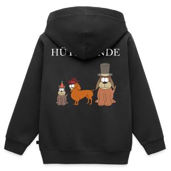 Hütehund Hunde mit Hut Huetehund Geschenk Lustig - Kinder Premium Organic Zip Hoodie - Schwarz - Hinten - AI Model Kid Male (0cm)