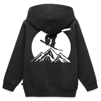 Snowboard Snowboarder - Sweat Premium à capuche zippé enfant bio - noir - Dos - AI Model Kid Male (0cm)