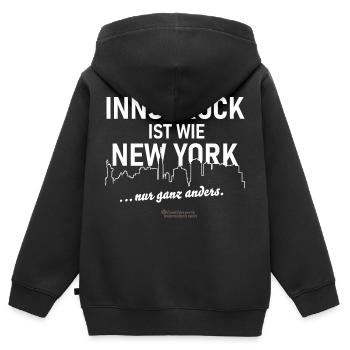 Innsbruck ist wie New York - Kinder Premium Organic Zip Hoodie - Schwarz - Hinten - AI Model Kid Male (0cm)