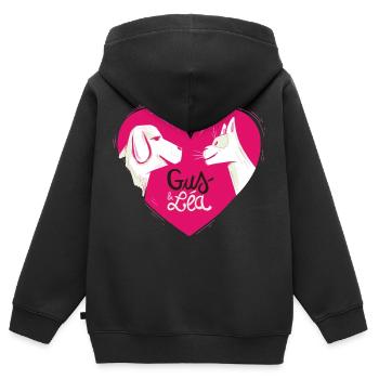 Gus & Léa complices pour toujours - Sweat Premium à capuche zippé enfant bio - noir - Dos - AI Model Kid Male (0cm)
