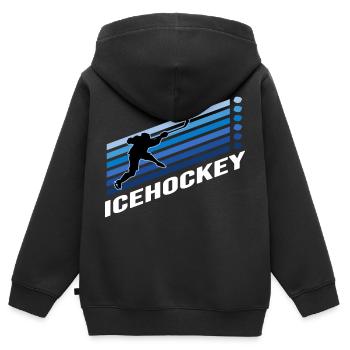 eishockey icehockey wintersport penalty puck - Kinder Premium Organic Zip Hoodie - Schwarz - Hinten - AI Model Kid Male (0cm)