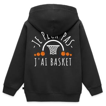 Je peux pas j ai basket - Sweat Premium à capuche zippé enfant bio - noir - Dos - AI Model Kid Male (0cm)