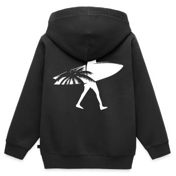 Surfen Surfing Wellenreiten - Kinder Premium Organic Zip Hoodie - Schwarz - Hinten - AI Model Kid Male (0cm)