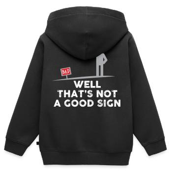 conception de texte drôle pour un amoureux du texte drôle - Sweat Premium à capuche zippé enfant bio - noir - Dos - AI Model Kid Male (0cm)