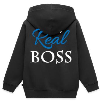 The real boss - Kinder Premium Organic Zip Hoodie - Schwarz - Hinten - AI Model Kid Male (0cm)