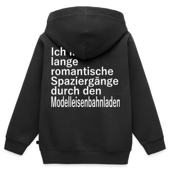 Modelleisenbahn - Modelleisenbahnladen - Kinder Premium Organic Zip Hoodie - Schwarz - Hinten - AI Model Kid Male (0cm)