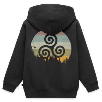 Triskele - Kinder Premium Organic Zip Hoodie - Schwarz - Hinten - AI Model Kid Male (0cm)