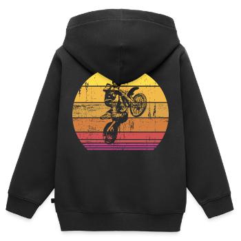 Vintage motocross biker - Kinder Premium Organic Zip Hoodie - Schwarz - Hinten - AI Model Kid Male (0cm)