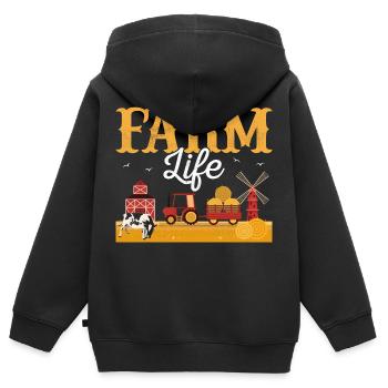 Farm Life Farming Animal Farmer - Kinder Premium Organic Zip Hoodie - Schwarz - Hinten - AI Model Kid Male (0cm)