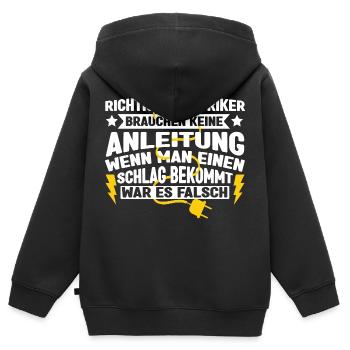 Elektriker Elektromeister Brauche keine Anleitung - Kinder Premium Organic Zip Hoodie - Schwarz - Hinten - AI Model Kid Male (0cm)