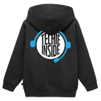 Techie Inside Tech Support Headset - Kids Premium Organic Zip-up Hoodie - black - Back - AI Model Kid Male (0cm)