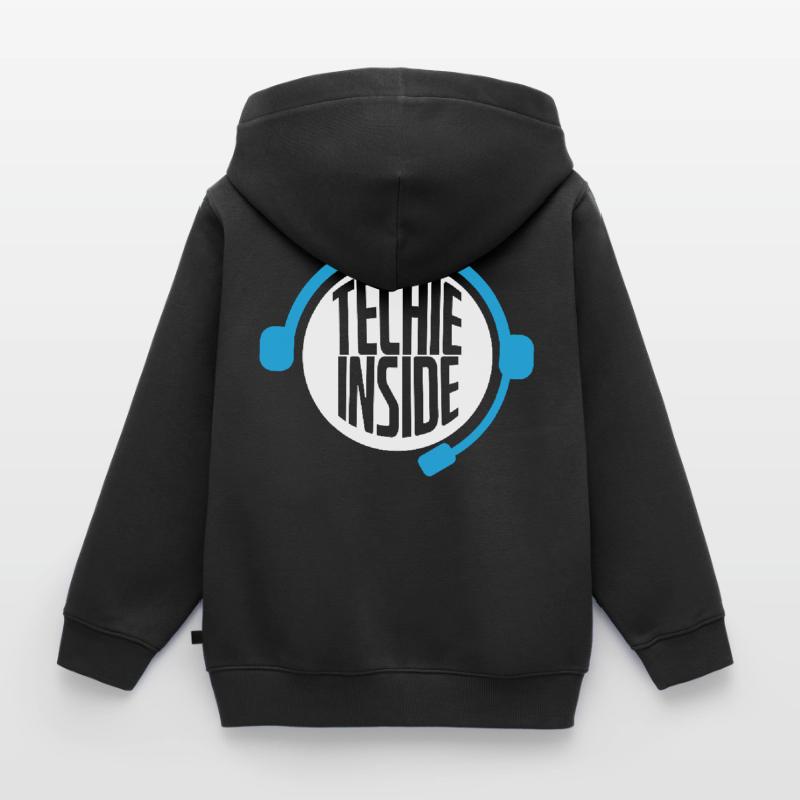 Techie Inside Tech Support Headset Kids Premium Organic Zip-up Hoodie