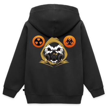 Geheimnisvolles Wesen mit Gasmaske - Kinder Premium Organic Zip Hoodie - Schwarz - Hinten - AI Model Kid Male (0cm)