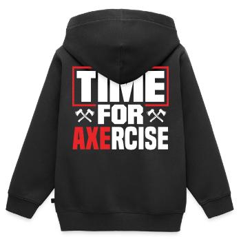 Hache Hache Lancer Hache Hache Lancer Hache Lancer Temps Pour - Sweat Premium à capuche zippé enfant bio - noir - Dos - AI Model Kid Male (0cm)