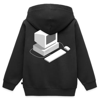 Retro Computer Gamer Lan Party Programmierer Spiel - Kinder Premium Organic Zip Hoodie - Schwarz - Hinten - AI Model Kid Male (0cm)