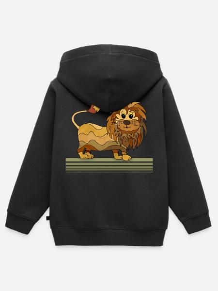 Löwe - Kinder Premium Organic Zip Hoodie - Schwarz
