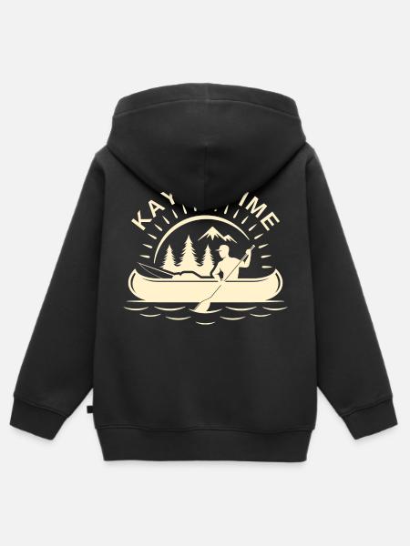 kayak love canoë retro - Premium børne zip-hættetrøje økologisk - sort
