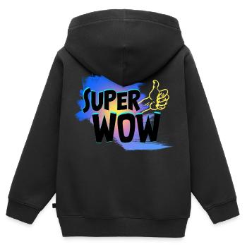 Super Wow - Sweat Premium à capuche zippé enfant bio - noir - Dos - AI Model Kid Male (0cm)