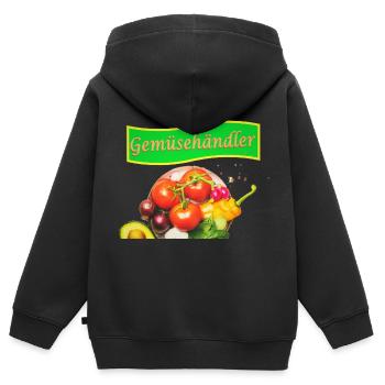 Marchand de légumes - Sweat Premium à capuche zippé enfant bio - noir - Dos - AI Model Kid Male (0cm)