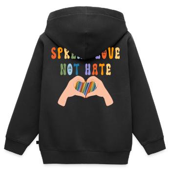 Spread Love Not Hate - Kinder Premium Organic Zip Hoodie - Schwarz - Hinten - AI Model Kid Male (0cm)